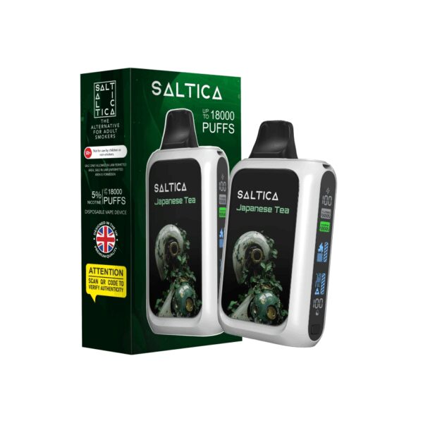 Saltica Cyber 18000 puf, lezzetli Japon çayı tadı ve uzun ömürlü salt nikotin keyfi sunar.