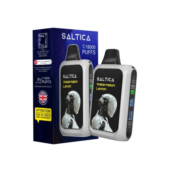 Saltica Cyber 18000 kullan-at vape, taze karpuz ve limon lezzeti sunar.