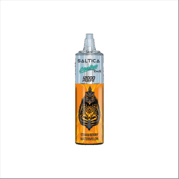 Saltica Cyberpunk 12000 puf, ferah çilek ve tatlı karpuz lezzetli, kullanıma hazır salt nikotin içerir.