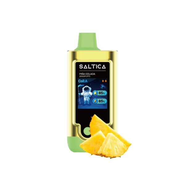 Saltica Digital 20000 Piña Colada kullan-at vape, taze ananas ve hindistan cevizi aromalı, yüksek salt nikotin içeren uzun ömürlü elektronik sigara.