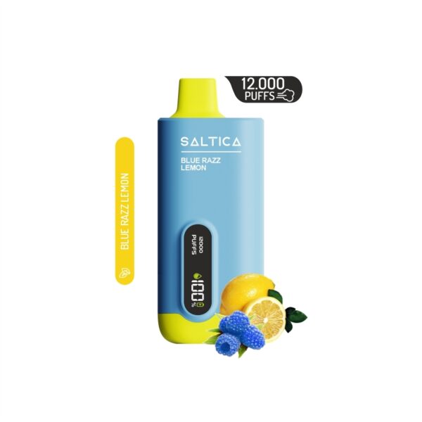 Şarj edilebilir ekranlı vape, taze blue razz lemon aromalı ve 12000 pufluk salt nikotin keyfi.