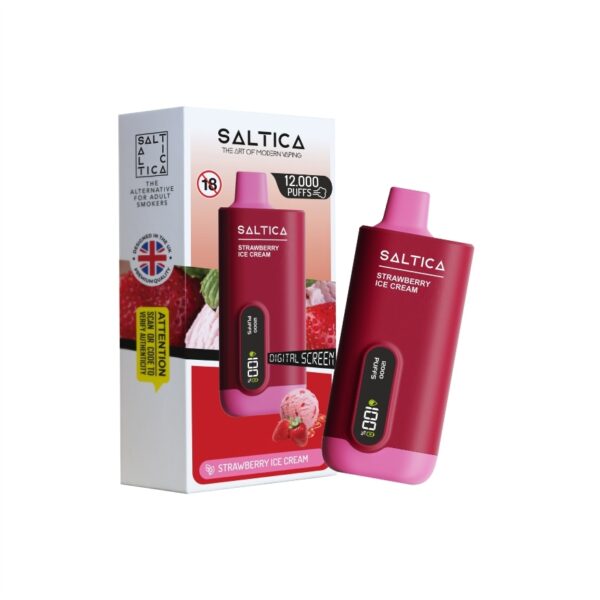 Ekranlı tasarım ve uzun ömürlü salt nikotin ile çilekli dondurma aromalı kullan-at vape.