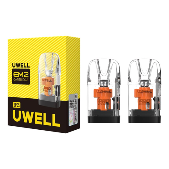 Uwell EM2 kartuş, pod sisteminiz için güçlü buhar ve uzun ömür sunar.